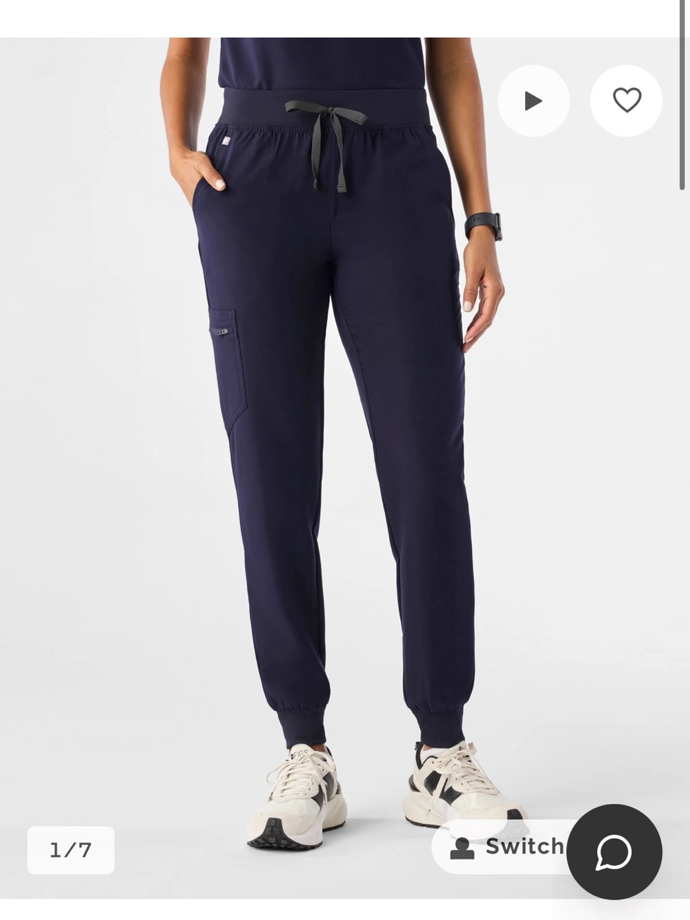 Figs Women's Navy Scrub Top and Jogger Pants Set - Picture 3 of 3